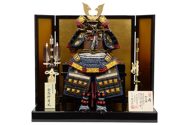 No.506-51 五月人形 全身を守る鎧平飾り 8号 胴丸鎧飾り 大将鍬形鎧