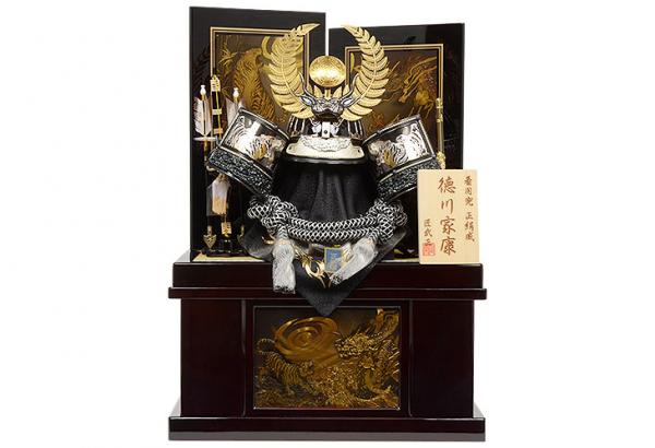 No.502-63 五月人形 実際にかぶれる 着用兜 収納飾り 彫金虎 ブロンズ 徳川家康 23号