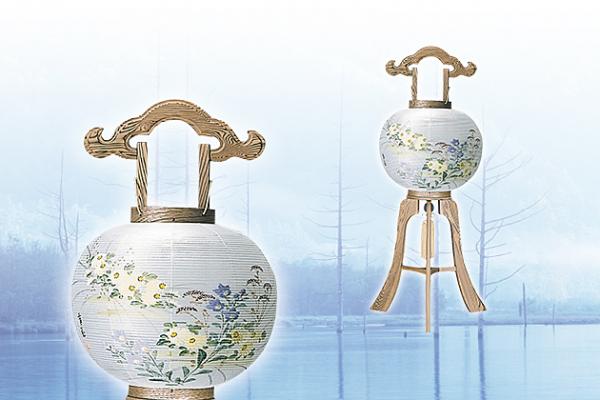 木製の回転デザイン盆提灯「黄菊」。送料無料・店長おすすめの数量限定商品です。