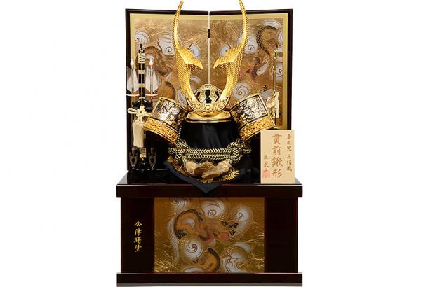 No.502-65 五月人形 実際にかぶれる 23号 着用兜 剛竜 ゴールド 北斗貫前鍬形 会津曙塗