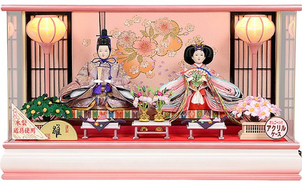 No.306-76 ケース入り雛人形 親王飾り オルゴール付き アクリル