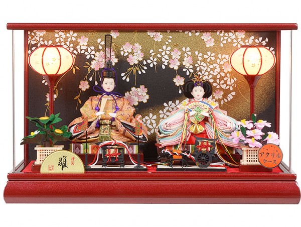 No.306-68 強化アクリルケース入り雛人形 芥子サイズ親王飾り