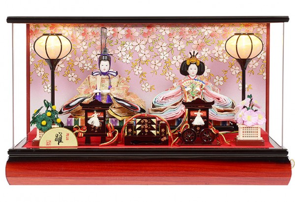 No.306-69 強化アクリルケース入り雛人形 芥子サイズ親王飾り コードレス